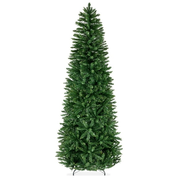 Yunken 6ft Unlit Pencil Christmas Tree, Premium Realistic Artificial Spruce Holiday Decor with 618 Branch Tips and Metal Stand