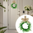thumbnail image 2 of 1 Pc Mini Lamb Ear Wreaths Artificial Spring Summer Greenery Wreath for Front Door Farmhouse Kitchen Cabinet Wreaths with Burlap Ribbon for Porch Wall Window Deco, 11.81x11.81 Inch, C, 2 of 5