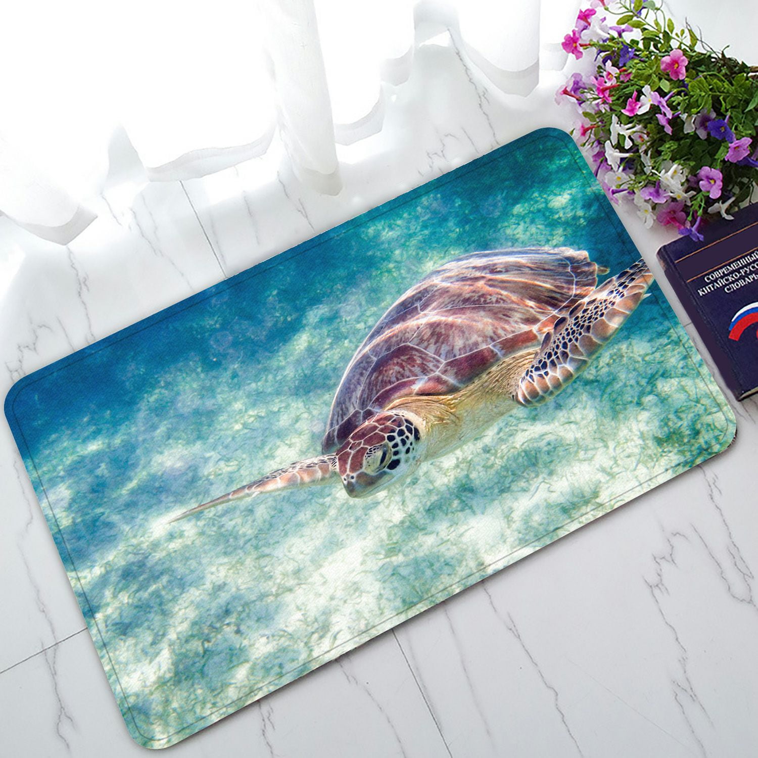 PHFZK Animal Doormat, Sea Turtle on a Beach in the Riviera Maya Doormat