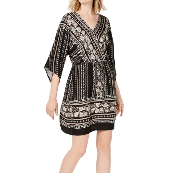 Style & Co Printed V Neck Dress Spring Garden S