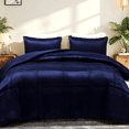 thumbnail image 3 of Whale Flotilla 3-Piece Reversible Silky Satin King Size Comforter Bedding Set, Lightweight Luxury Comforters with 2 Pillowcases All-Season, Navy, 3 of 10