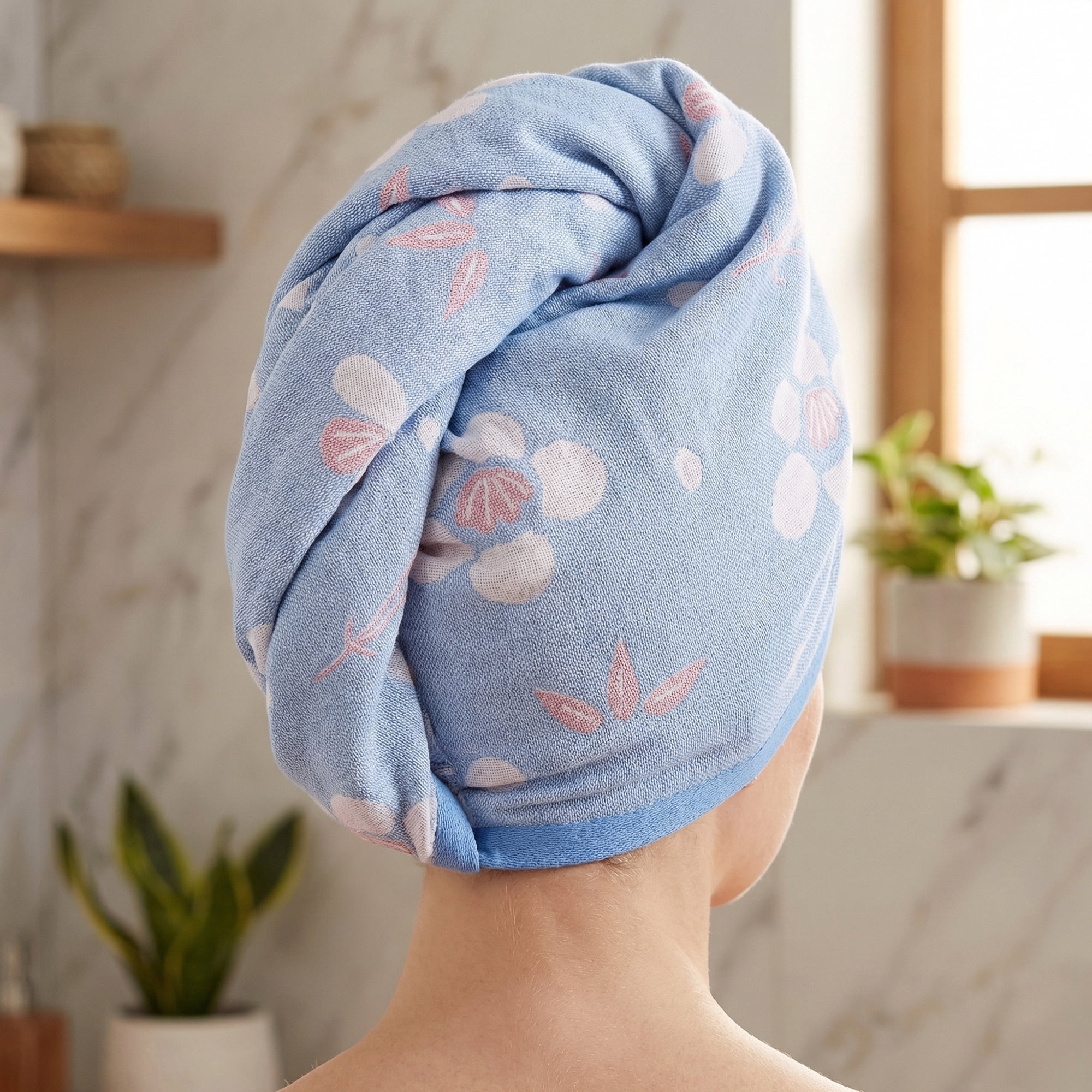 Unique Bargains Cotton Floral Jacquard Hand Towel Soft Absorbent Towel Gray Blue 29" x 13"