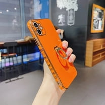 Dteck For iPhone 11,6.1 inch,Slim Plating Shockproof Love Heart Patterned Ring Stand Case Cover,Orange