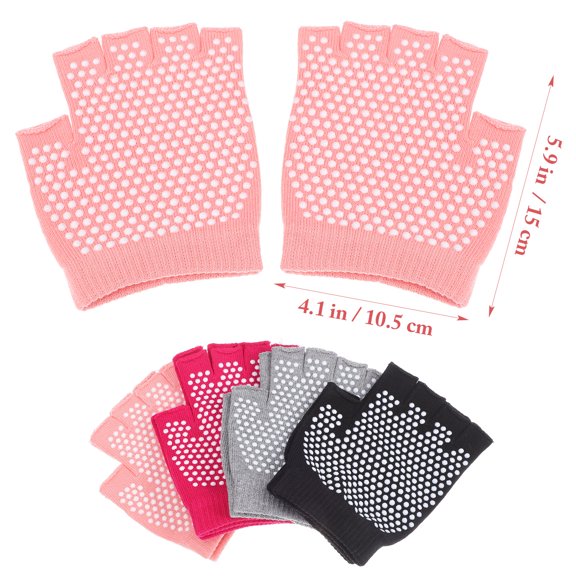 Luxshiny 4Pairs Breathable Yoga Gloves with Silicone Grip Fingerless Non Slip Gloves for Fitness