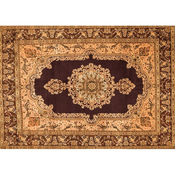 Ahgly Company Indoor Rectangle Medallion Orange Traditional Area Rugs, 2' x 3'