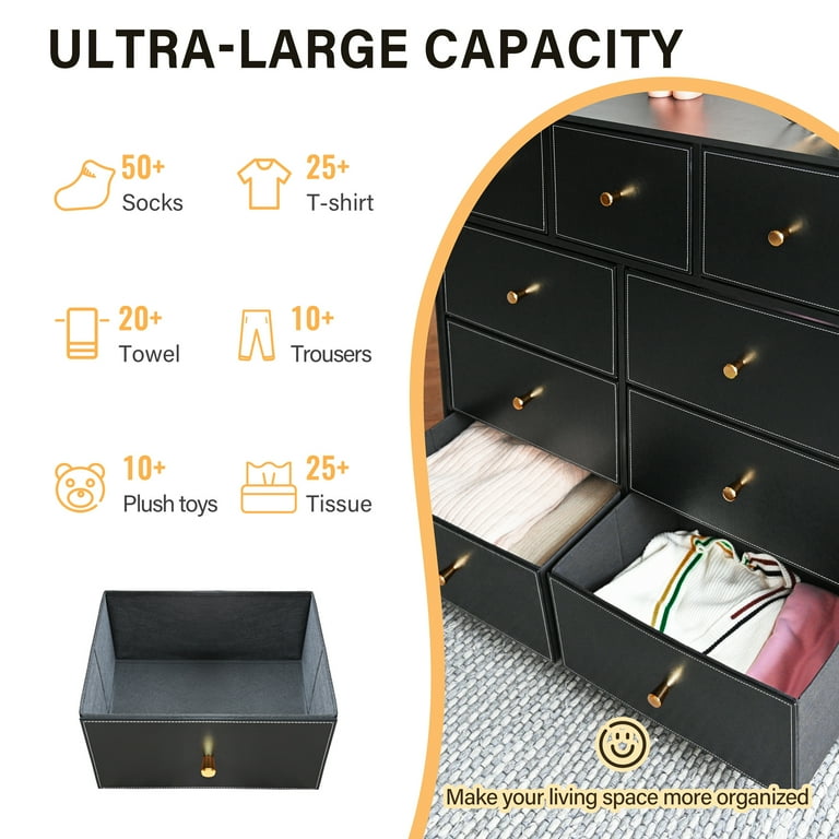 Bigroof 9 Drawer Dresser for Bedroom Accent Black Dresser Chest Storage Organizer with Artificial Leather for Living Room, Hallway, Entryway, Closet, ... Bigroof 9 Drawer Dresser for Bedroom Accent Black Dresser Chest Storage Organizer with Artificial Leather for Living Room, Hallway, Entryway, Closet, ...