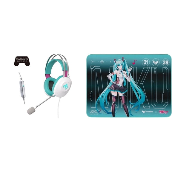 NEWEGG Hatsune Miku Edition Keyboard and Mouse pad Combo - ASUS TUF GAMING H1 GEN II HATSUNE MIKU EDITION, Wired Gaming Headset with NC19 TUF GAMING P1 HATSUNE MIKU EDITION Gaming Mouse Pad