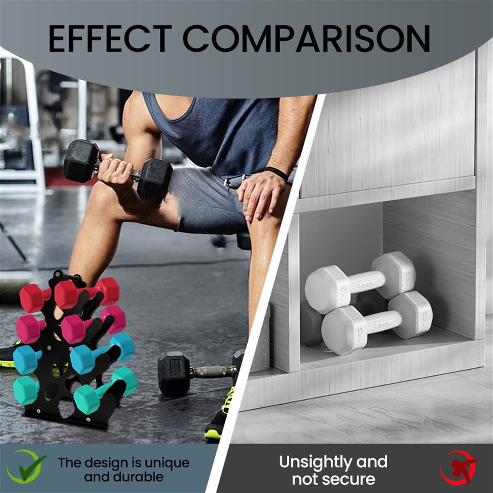 Coral Inspired Dumbbell Rack Stand Desktop Fitness Equipment Organizer Home Gym Storage Holder for Weights Yoga Accessories Decorative Display Shelf Countertop Organizer