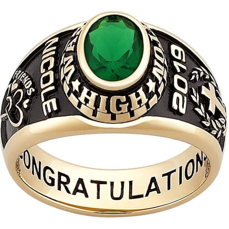 Order Now for 2025 Graduation, Freestyle Women's 18K Gold over Sterling Classic Oval Stone Class Ring, Personalized, High School or College Graduation