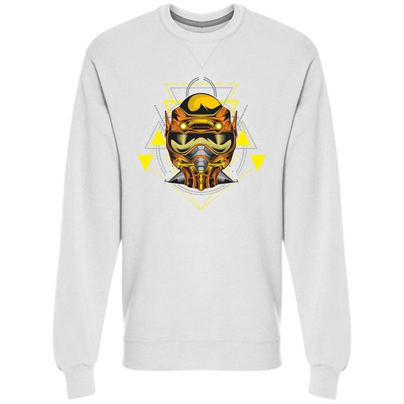 Fun Android Robot Head Sweatshirt Men -Image by Shutterstock, Male Small