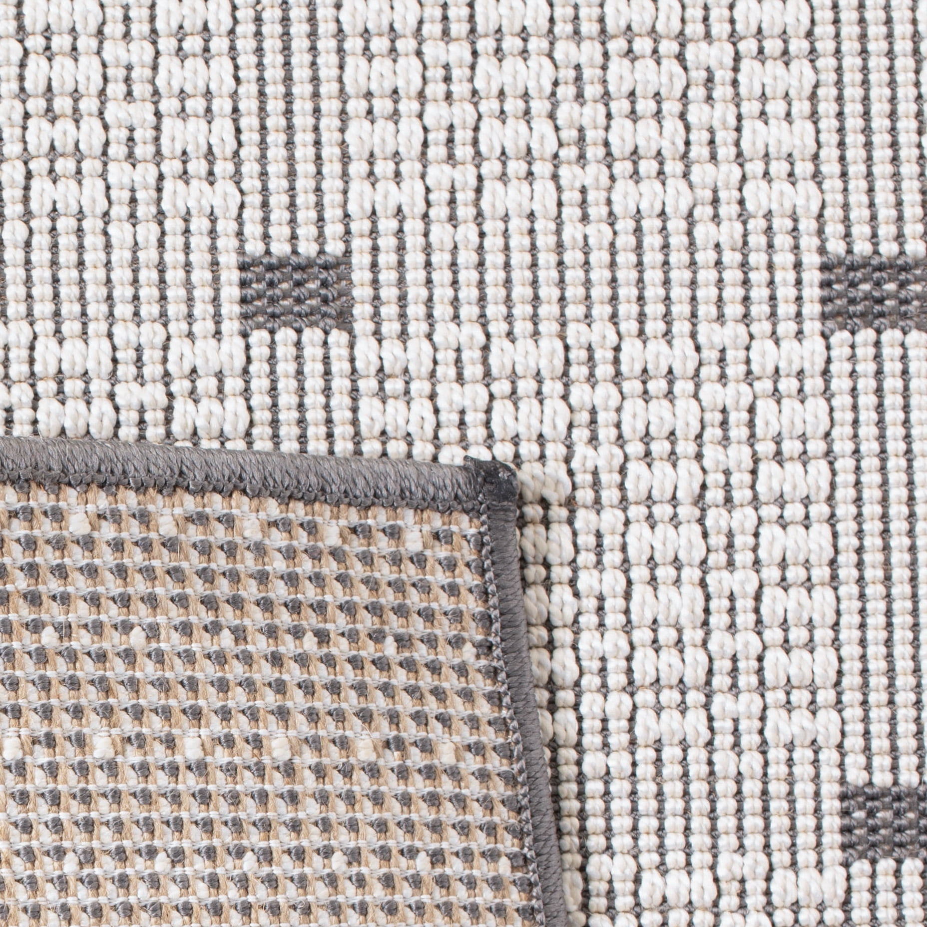 SAFAVIEH Machine Washable Rug Indoor/Outdoor Bermuda Collection - Bermuda Lynwood Geometric Indoor/Outdoor Area Rug Grey/Ivory, 9' x 12'