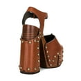 thumbnail image 4 of XYD Women Clog Block Chunky Heel Sandals Platform Bronzed Studs Open Toe Ankle Strap Vintage Parties Shoes Size 9.5 Brown, 4 of 4