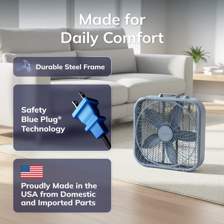 Lasko Cool Colors 20 3-Speed Energy Efficient Box Fan, Laguna Blue, B20312