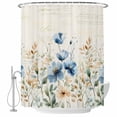 thumbnail image 2 of Blue Spring Floral Shower Curtain, Waterproof Shower Curtains for Bathroom, Summer Botanical Vintage Washable Fabric Cloth Bathroom Curtain Set Bathtub Decor with Hook 72''x84'', 2 of 9