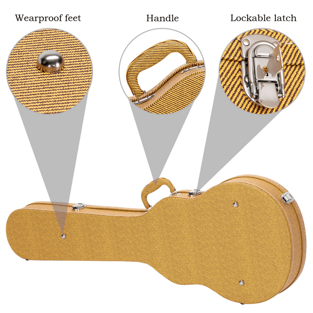 Tcbosik Electric Guitar Hard Case, Hard-Shell Protective Carrying Case with Lock for GLP Style, Yellow