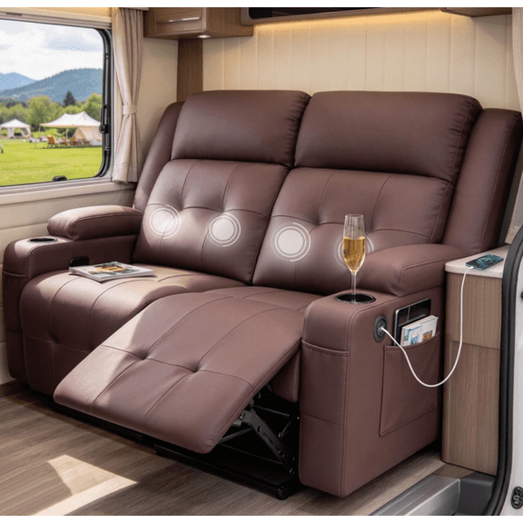 Southwest Technologies Adult Leather Indoor Massaging Recliners with 1, Brown