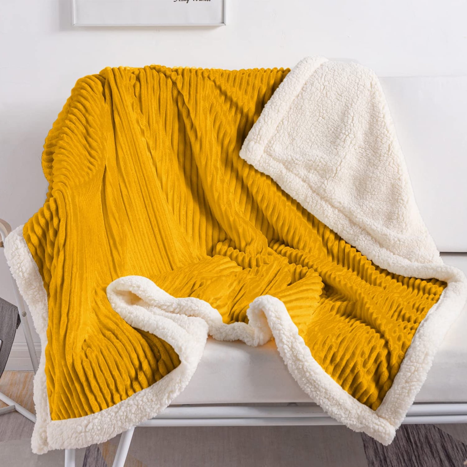 Yellow fuzzy throw blanket hot sale