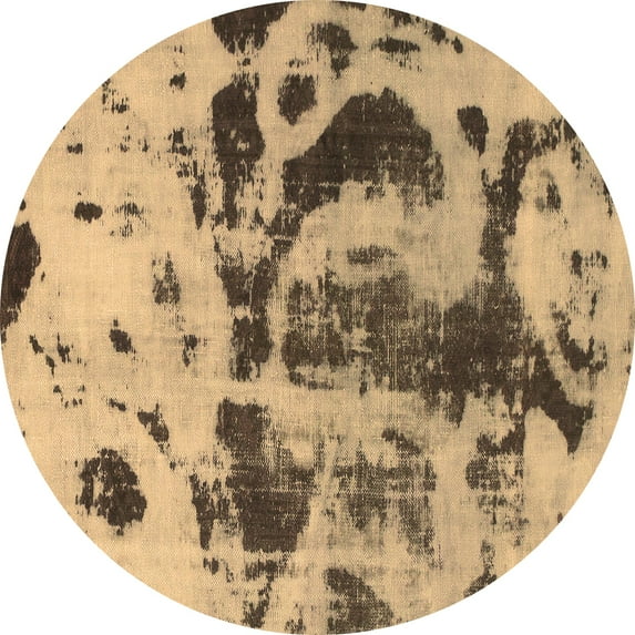 Ahgly Company Indoor Round Abstract Brown Modern Area Rugs, 5' Round