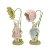 Set of 2 Easter Bunny with Spring Yellow and Pink Flowers 10.5"