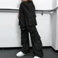 thumbnail image 2 of Women Pants 2025 Cargo Pants Woman Relaxed Fit Baggy Clothes With Pockets Loose Plus Size Womans Parachute Pant Green Cargo Joggers Pants Black Clothing Cargo Pants Women Wide Leg Trousers Women, 2 of 8