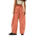 thumbnail image 2 of QATAINLAV Womens Wide Leg Sweatpants with Pockets Casual High Waisted Drawstring Athletic Lounge Pant with Pockets Baggy Travel Summer Vacation Outfits Orange XL Gifts for Mom, 2 of 9