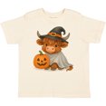 thumbnail image 3 of Inktastic Adorable Halloween Highland Cow with Pumpkin Boys or Girls Toddler T-Shirt, 3 of 5