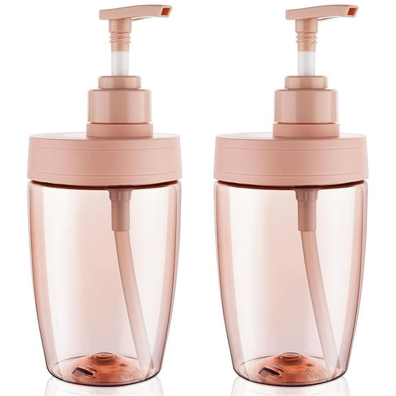 2 16 oz Hethyo Refillable Toiletries dispenser Pump Bottles, Bathroom Dispenser Pump Bottles- Pink