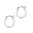 thumbnail image 1 of Sterling Silver with Rhodium Finish Shiny Round Baby Hoop Earrings, 1 of 1