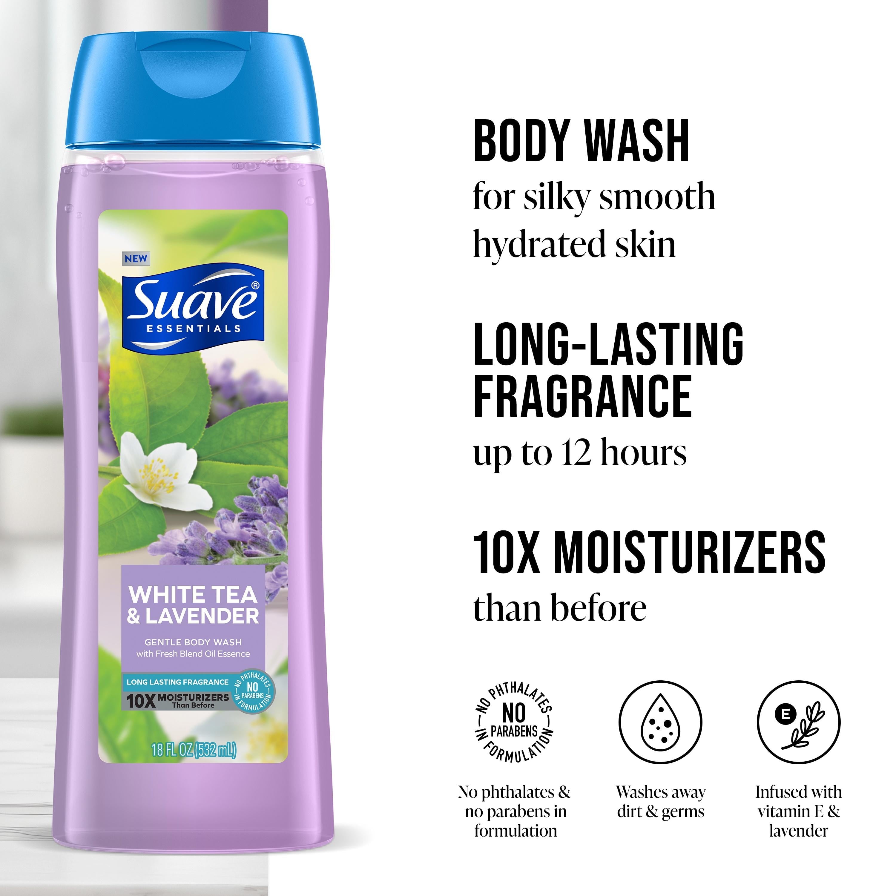 (2 pack) Suave Essentials Moisturizing Body Wash, White Tea Lavender, 18 oz