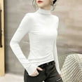 thumbnail image 7 of ClodeEU Womens Turtleneck Long Sleeve Shirts,Ribbed Slim Fit Basic Lightweight Thermal Underwear Tops White,Womens Plus XL, 7 of 7
