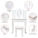 thumbnail image 4 of Tocador para niñas con espejo triple y luces ajustables, set de maquillaje infantil de madera con taburete y cajón, mesa de juego de roles para dormitorio o sala de juegos, blanco, 4 of 8