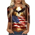 thumbnail image 2 of Gamivast T Shirts for Women Star Print Crew Neck Regular Fit Casual Tops Tie Dye Graphic 3/4 Sleeve Fourth of July Patriotic Tee Party Holiday Wear, 2 of 5