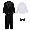 thumbnail image 2 of Wuxian Christmas Outfit For Kids Boys Formal Suits Four Piece Shirt Tuxedo Gentlemen Solid Color Jacket Shirts Trousers Bowtie Wedding Party Activist Dress Wear Jogging Sets,Black,7-8 Years, 2 of 5
