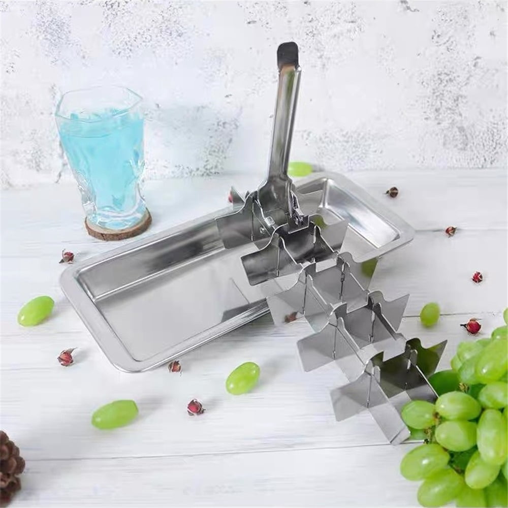 Vintage Kitchen Ice Cube Tray – 18 Slot Ice Cube Maker with Easy Release Handle – Stainless Steel（silvery）