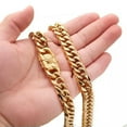 thumbnail image 6 of 11mm~21mm Miami Double Cuban Link Chain 18K Gold Plated Titanium Steel Necklace, 6 of 9