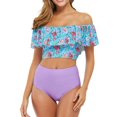 thumbnail image 1 of Women‘s Ruffled Two Piece Swimsuit Floral Printing High Waisted Bathing Suit Tummy Control Swimwear Bikini, 1 of 7
