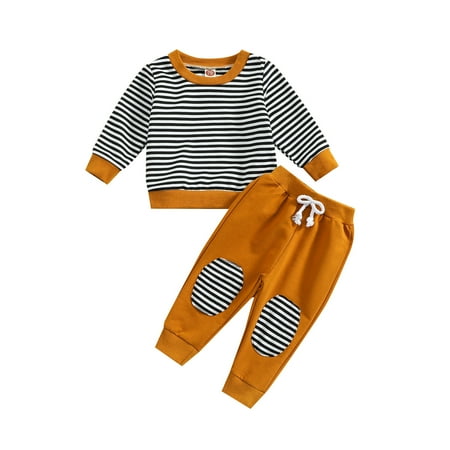 

Spring Fall Baby Clothing Toddler Kids Boys Striped Long Sleeve Top T Shirt Pants 2Pcs Outfit Set