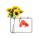 thumbnail image 1 of Rojo sonriente gato gordo animal acuarela Tarjeta de bendición de jarrón de girasol artificial, 1 of 3