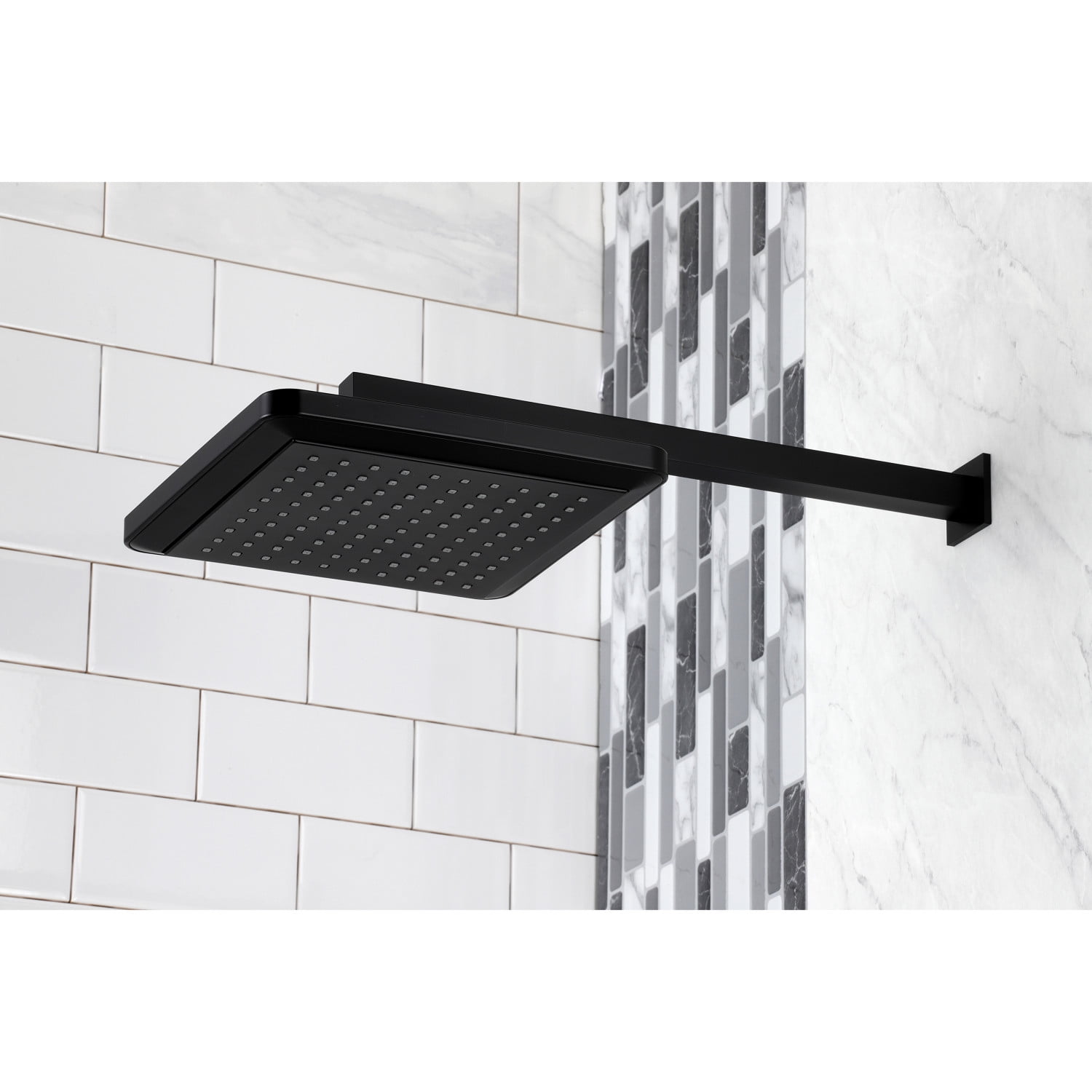 Kingston Brass K250A0CK Shower Scape 9-5/8" Square Shower Head with Shower Arm, Matte Black