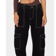 thumbnail image 6 of Women's High Waisted Cargo Jeans Stretch Wide Leg Denim Pants Trendy Black M, 6 of 8
