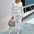 thumbnail image 2 of SELONE Lounge Sets for Women Two Piece Outfits Dressy Plus Size Leopard Print Tie-Dye 2 Piece Pajamas Casual V-Neck Long Sleeve Drawstring Pants Pajamas Set Lounge 26-Light blue L, 2 of 7