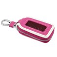 thumbnail image 6 of Unique Bargains Car Key Case Faux Leather Zipper Car Fob Key Case Keychain Bag Auto Remote Key Protector Pink and White, 6 of 7
