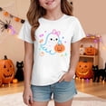 thumbnail image 2 of Xyant Girls Halloween Shirt Cute Pumpkin Ghost Tshirt Short Sleeve Tee Tops Toddler Kids Spooky Season Fall Outfits,Size 7-8 Years, 2 of 5