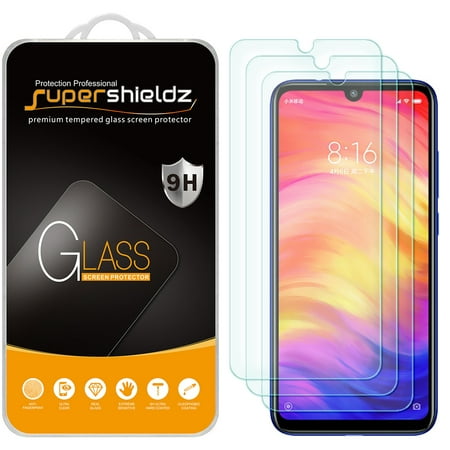 [3-Pack] Supershieldz for Xiaomi Redmi Note 7 Tempered Glass Screen Protector, Anti-Scratch, Anti-Fingerprint, Bubble