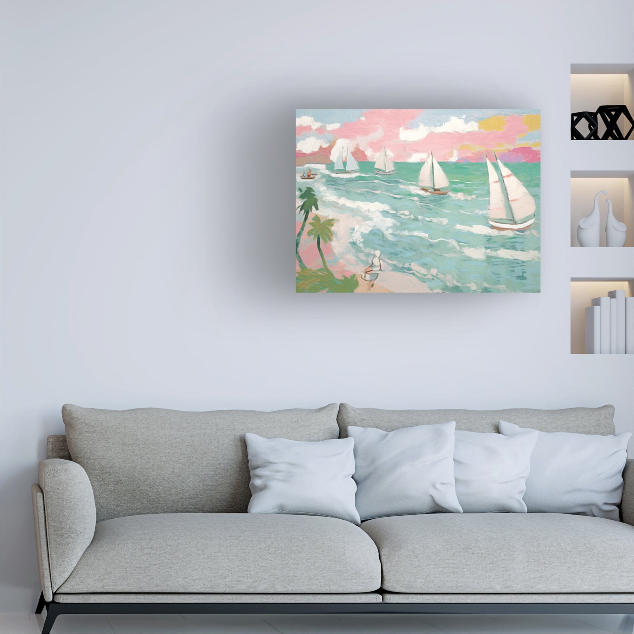 Canvas Wall Art - Sasha 'Sailing I' Wall Art for Living Room, Bedroom, or Office Décor by Trademark Fine Art - 47 x 35 Inches