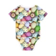thumbnail image 2 of Daiia Colorful Easter Eggs Printed Unisex-Baby Short Sleeve Onesies Bodysuits Baby Climbing Clothes Soft and Comfortable Romper with Expandable Shoulder Design-6 Months, 2 of 8