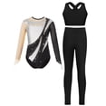 thumbnail image 3 of iiniim Kids Girls Ice Figure Skating Gymnastics Leotard Rhinestones Mesh Patchwork Bodysuit with Sleeveless Vest Silver 14, 3 of 7