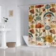 thumbnail image 5 of Boho Mushroom Shower Curtain Retro Yellow Orange Flower Floral Funny Cute Bohemian Rustic Bathroom Decor Waterproof Fabric 72Lx72W Inch with Hooks, 5 of 6