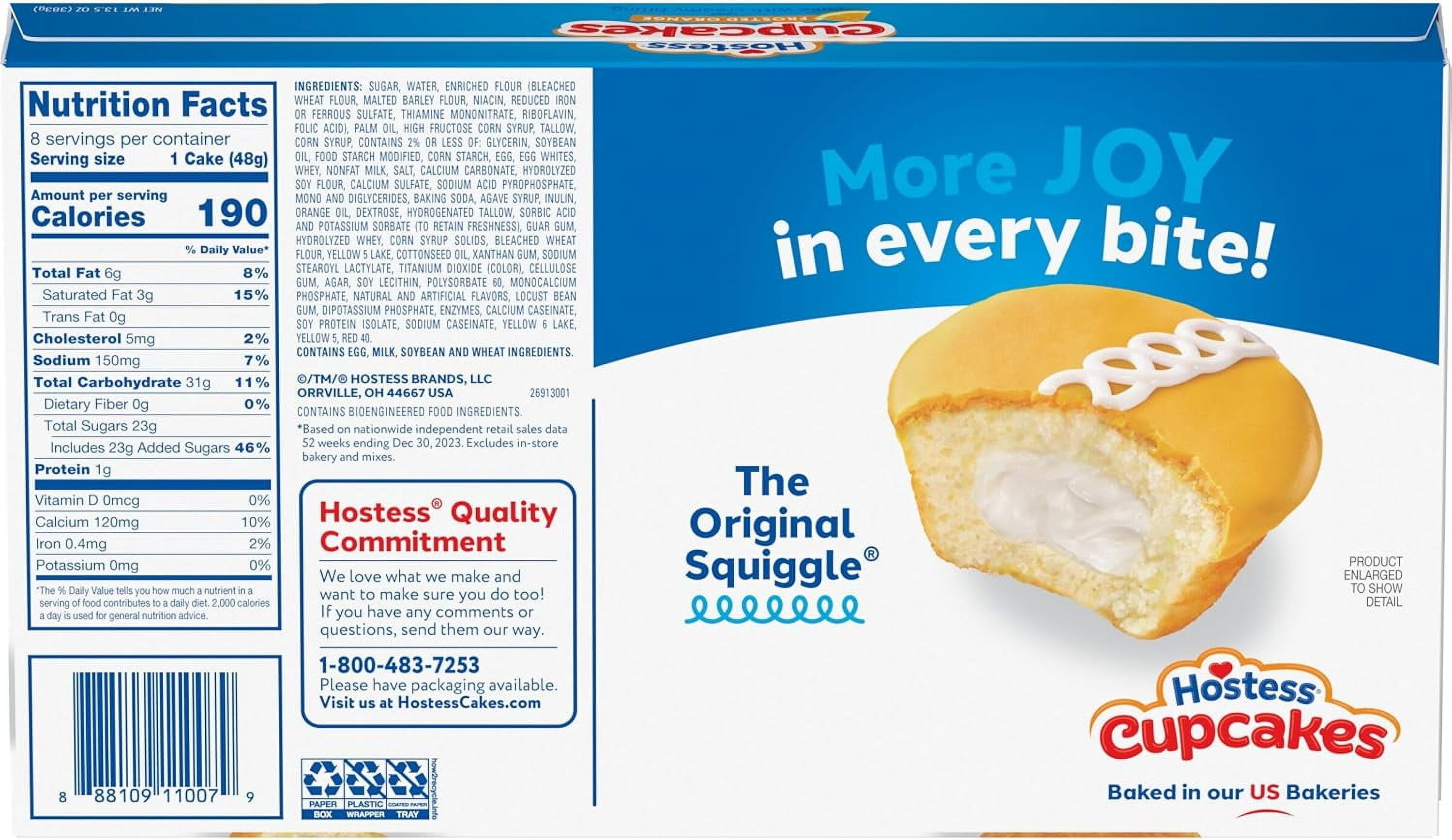The Snack Store Bundle Hostess Frosted Orange Cupcakes, 13.5 oz, 6 Boxes of 8 Count, 48 Total Cupcakes!