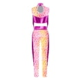 thumbnail image 6 of Haitryli Kids Girls 2-Piece Figure Skating Outfits Tassel Crop Top with Leggings for Gymnastic Performance Hot Pink 16, 6 of 7